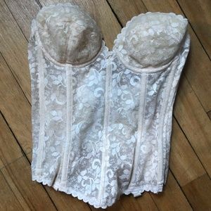 Vintage Lace Peach Cream Bustier Corset Top